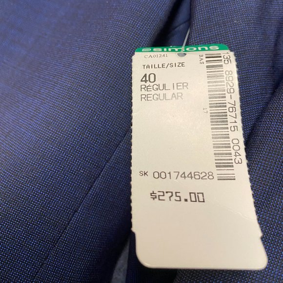 40R Navy Blue Simons(Le 31) Suit Blazer - Picture 3 of 8